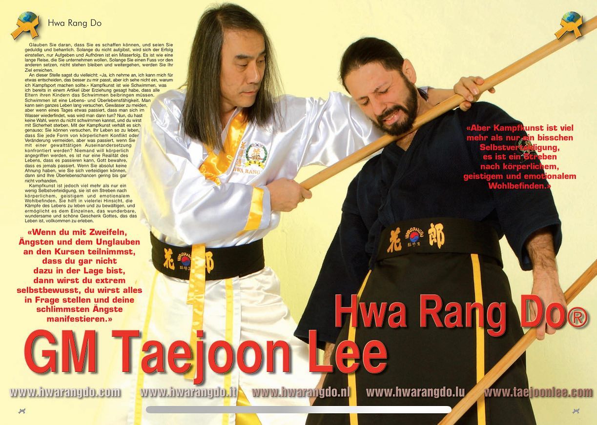 (German Version) “How to Achieve” P.3 Grandmaster Taejoon Lee shares how a student of martial arts can get the most out of their training in the March 2023 Issue of Budo International.

“At this point you might be saying, “Yes, I suppose I can commit to something that better suits me, but don’t see why I should do martial arts.” Martial Art is like swimming, which I have stated previously in an article about parenting that all parents must teach their children how to swim. Swimming is a life, survival skill. You can try to live all your life avoiding bodies of water, but if one day something happens that you should find yourself in water, what will you do? Well, you don’t have a choice if you do not know how to swim and surely you will die. Martial Art is the same, you can try living your life avoiding any form of physical conflict or altercation, but what happens if you are confronted with a violent altercation. No one seeks or wants to be physically attacked, it is just a reality of life that it may happen, God forbid that it ever does. If you have absolutely no idea how to defend yourself, then surely your odds of survival are slim to none.

However, martial art is much more than just knowing some self-defense, it is a pursuit of well-being physically, mentally, and emotionally. It helps in so many ways to live and handle the struggles of life, allowing the individual to fully experience the miraculous, wonderous, beautiful God’s gift that is life.”

Red the full article here:
https://issuu.com/budoweb/docs/kampfkunst_budo_international_471_ma_rz_teil_1_20/84

#hwarang #hwarangdo #taesoodo #martialarts #success #achieve #motivation #inspiration #training #discipline #wisdom #taejoonlee #화랑 #화랑도 #이태준